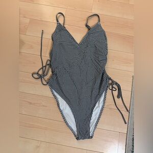 Aerie Black and White Gingham Swimsuit